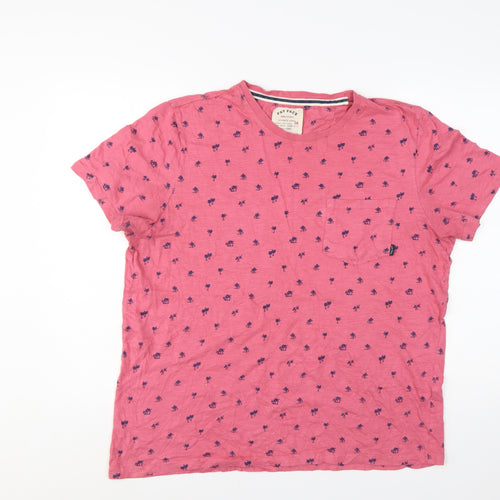Fat Face Men's Pink Palm Print Cotton T-Shirt XL