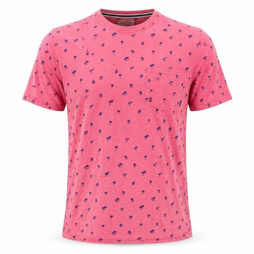 Fat Face Men's Pink Palm Print Cotton T-Shirt XL