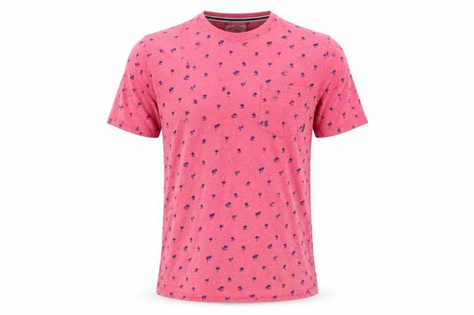Fat Face Men's Pink Palm Print Cotton T-Shirt XL