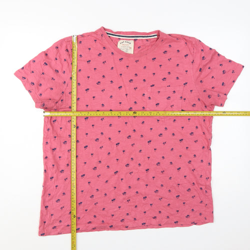 Fat Face Men's Pink Palm Print Cotton T-Shirt XL