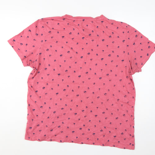 Fat Face Men's Pink Palm Print Cotton T-Shirt XL