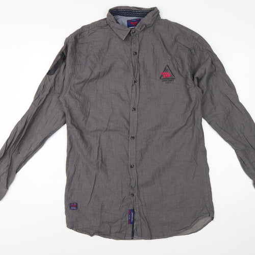 Urban Studio Men's Grey Slim Fit Long Sleeve Button-Up Shirt 2XL