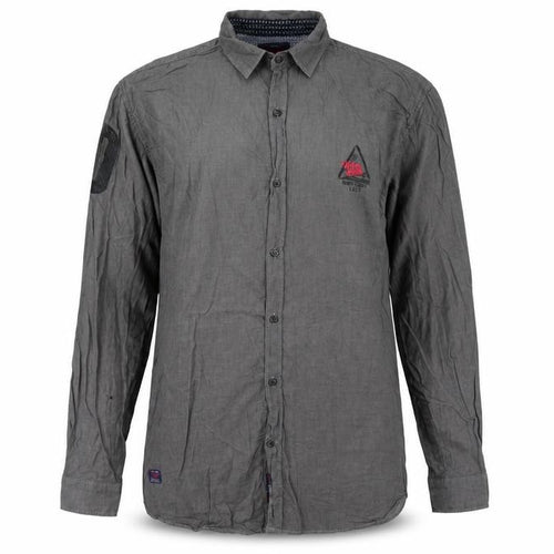 Urban Studio Men's Grey Slim Fit Long Sleeve Button-Up Shirt 2XL