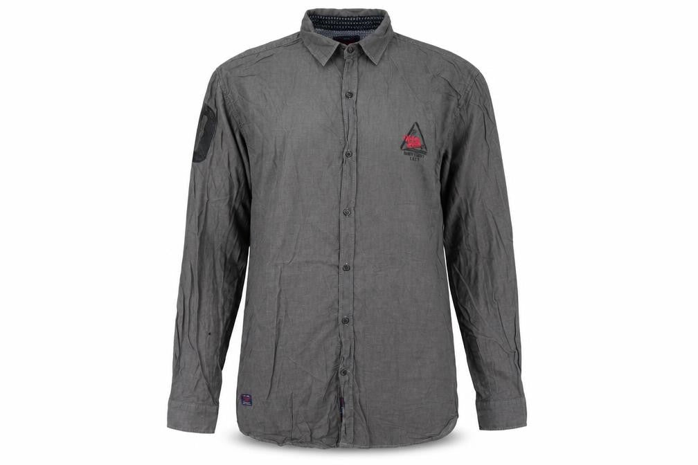 Urban Studio Men's Grey Slim Fit Long Sleeve Button-Up Shirt 2XL