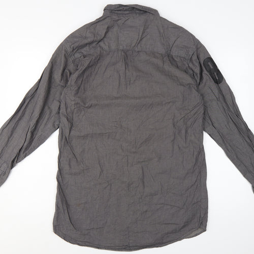 Urban Studio Men's Grey Slim Fit Long Sleeve Button-Up Shirt 2XL