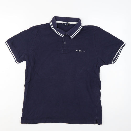 Ben Sherman Men's Blue Regular Fit Cotton Polo Shirt M
