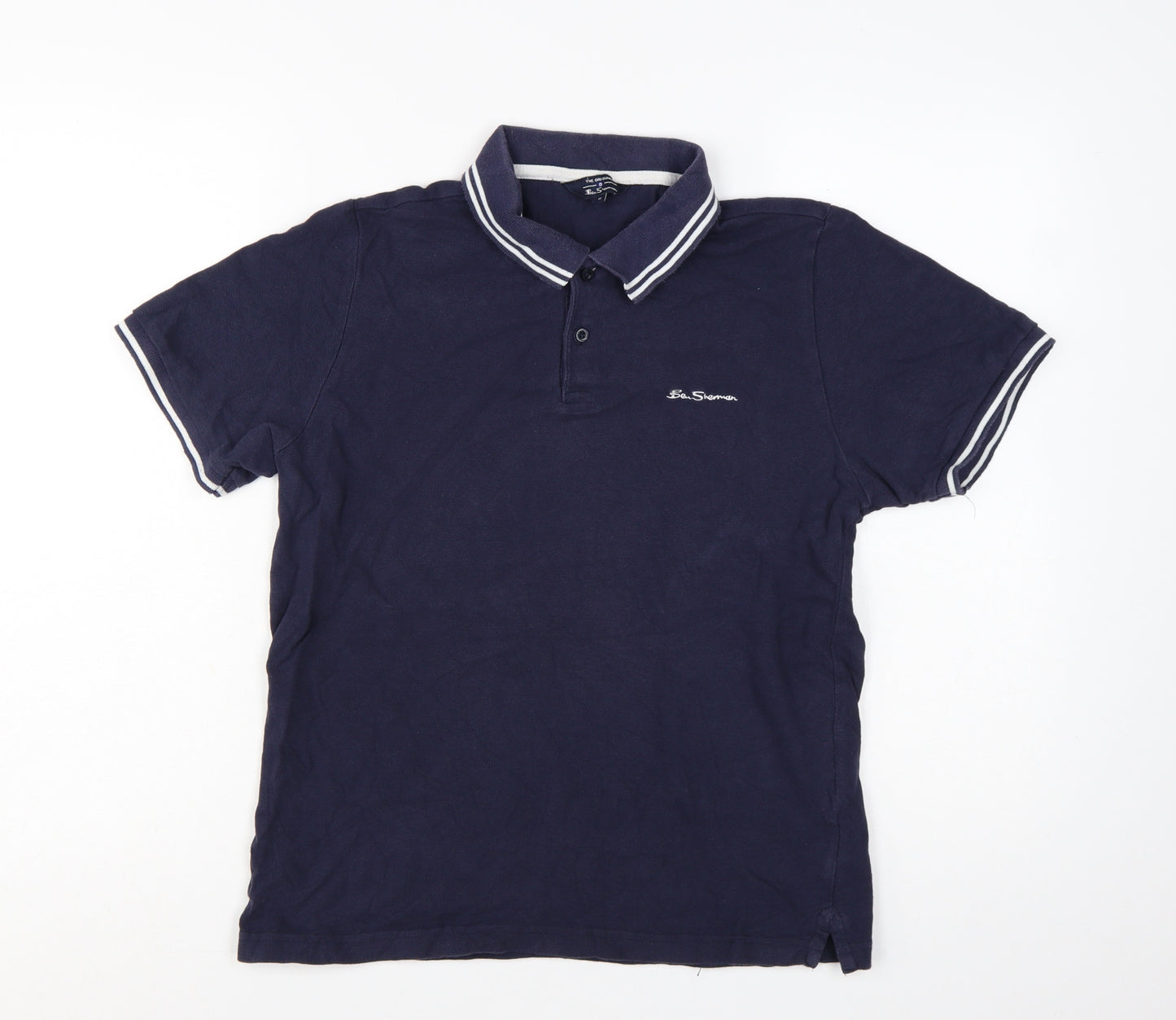 Ben Sherman Men's Blue Regular Fit Cotton Polo Shirt M