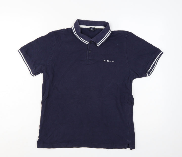 Ben Sherman Men's Blue Regular Fit Cotton Polo Shirt M