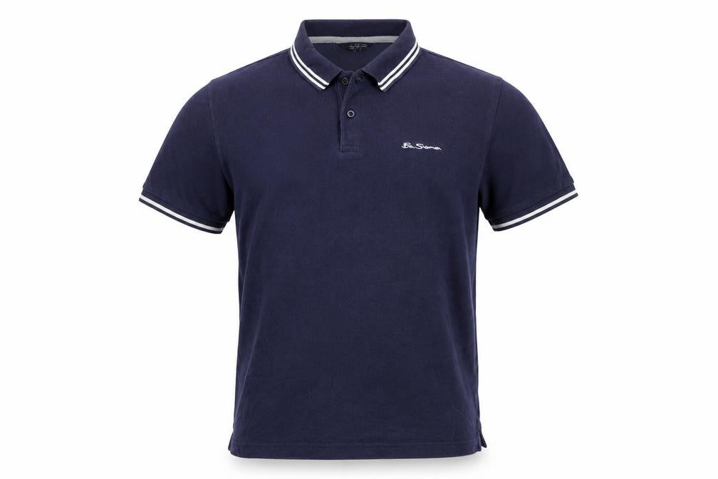 Front view of Ben Sherman Men's Blue Regular Fit Cotton Polo Shirt M