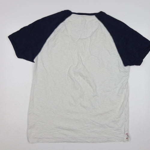 Fat Face Men's White Navy Colourblock Crew Neck Cotton T-Shirt XL