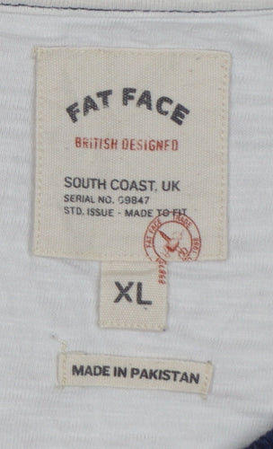 Fat Face Men's White Navy Colourblock Crew Neck Cotton T-Shirt XL