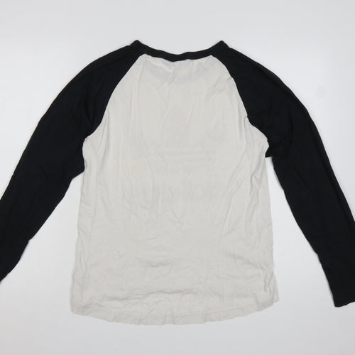 Adidas Men's Black & White Long Sleeve Cotton Crew Neck T-Shirt Size S