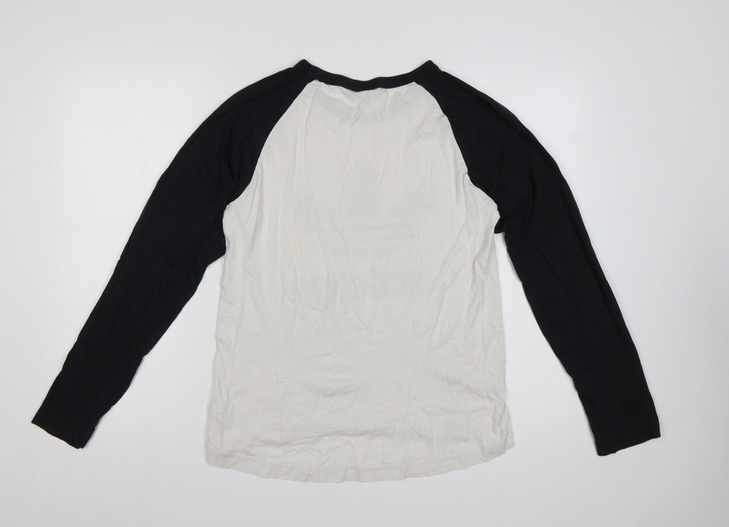 Adidas Men's Black & White Long Sleeve Cotton Crew Neck T-Shirt Size S
