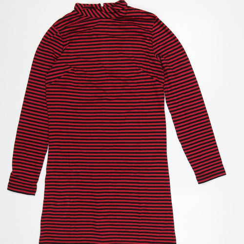 Pop Women’s Red Black Striped Shift Dress Size S Vintage Style