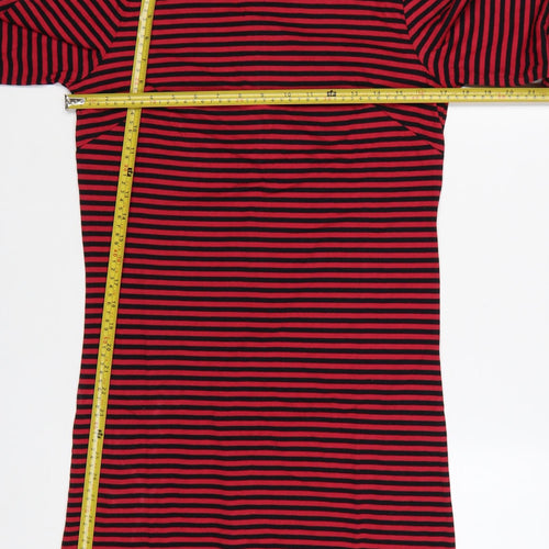 Pop Women’s Red Black Striped Shift Dress Size S Vintage Style