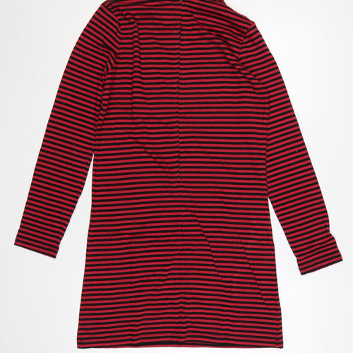 Pop Women’s Red Black Striped Shift Dress Size S Vintage Style