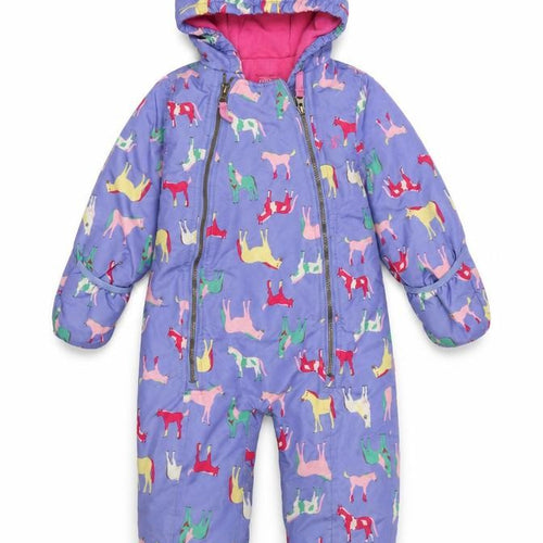 Joules Unisex Baby Purple Animal Print Hooded Snowsuit 12-18 Months Waterproof