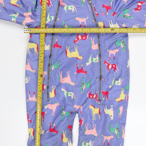 Joules Unisex Baby Purple Animal Print Hooded Snowsuit 12-18 Months Waterproof