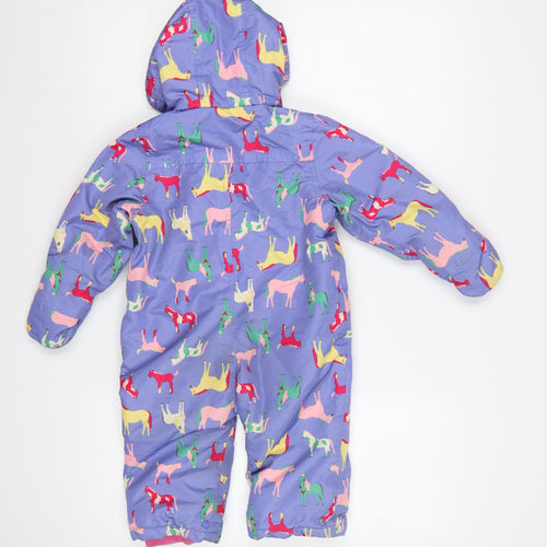 Joules Unisex Baby Purple Animal Print Hooded Snowsuit 12-18 Months Waterproof