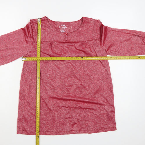 Lee Cooper Women's Red Tunic Blouse M 3/4 Sleeve Stretch Top