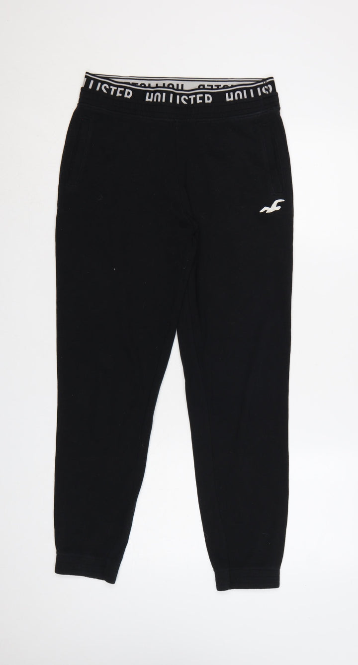 Hollister Men's Black Fleece Joggers S Regular Fit Elastic Waist