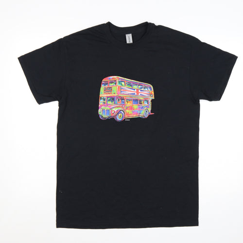 Gildan Men’s Black London Bus Graphic Heavy Cotton T-Shirt M