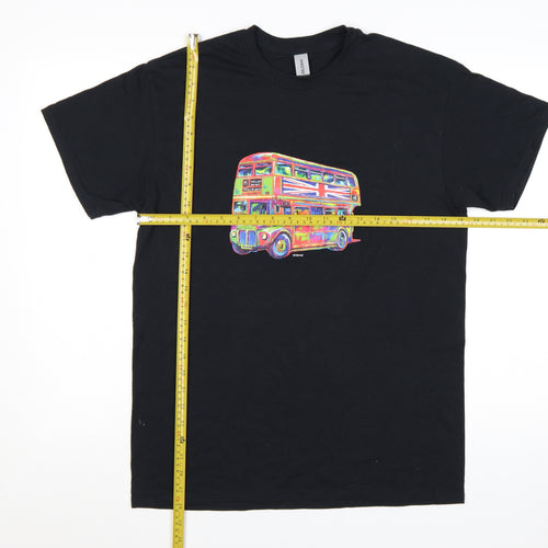 Gildan Men’s Black London Bus Graphic Heavy Cotton T-Shirt M