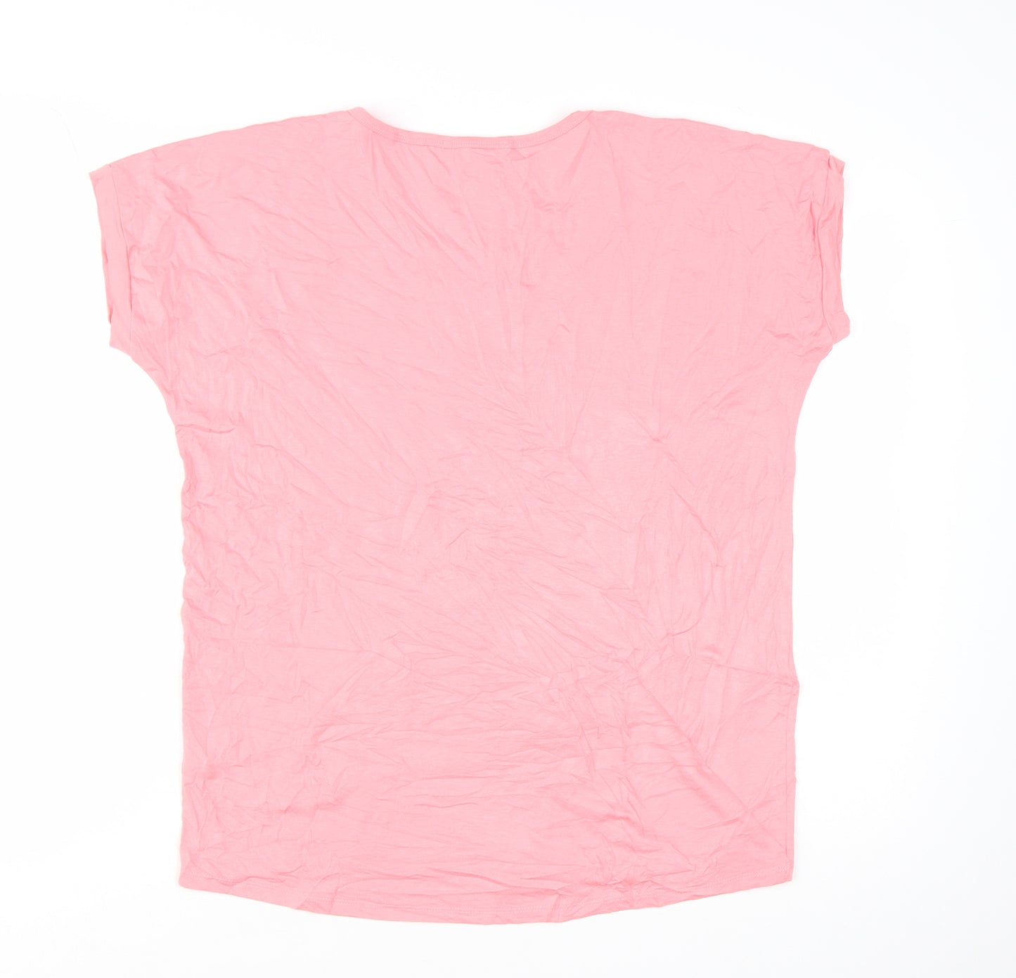 Frank Usher Women Pink Star Sequin Short Sleeve T-Shirt Size S