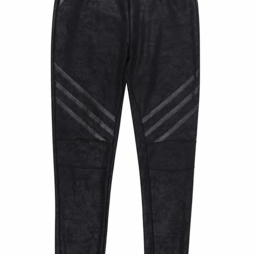 Lumina Women's Black Faux Leather Look Stretch Leggings M