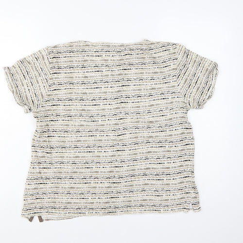 Isle Essentials Women's Beige Striped Cotton Short Sleeve T-Shirt Size 14