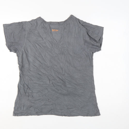 Lee Cooper Women Grey Beaded Cotton T-Shirt Size 16