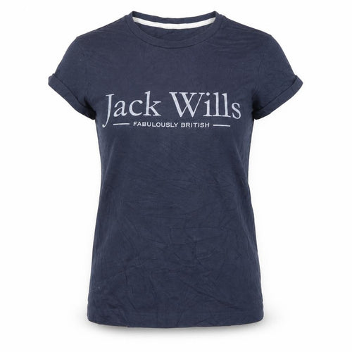 Jack Wills Women's Blue Basic T-Shirt UK 6 Short Sleeve Cotton