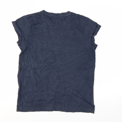 Jack Wills Women's Blue Basic T-Shirt UK 6 Short Sleeve Cotton