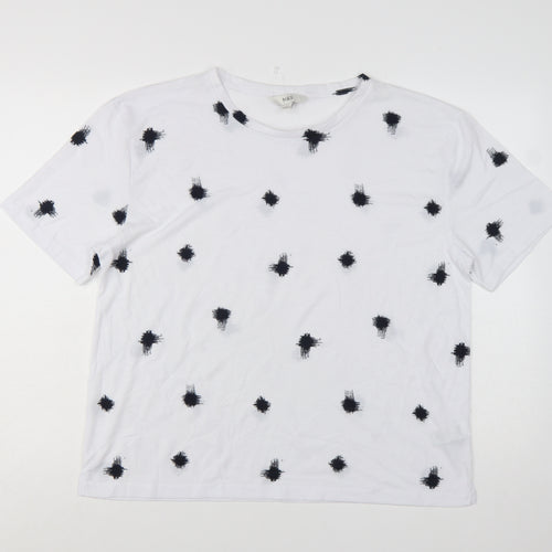 Marks and Spencer Womens White Spot Print Basic T-Shirt Size 14