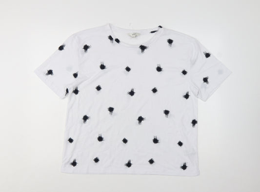 Marks and Spencer Womens White Spot Print Basic T-Shirt Size 14
