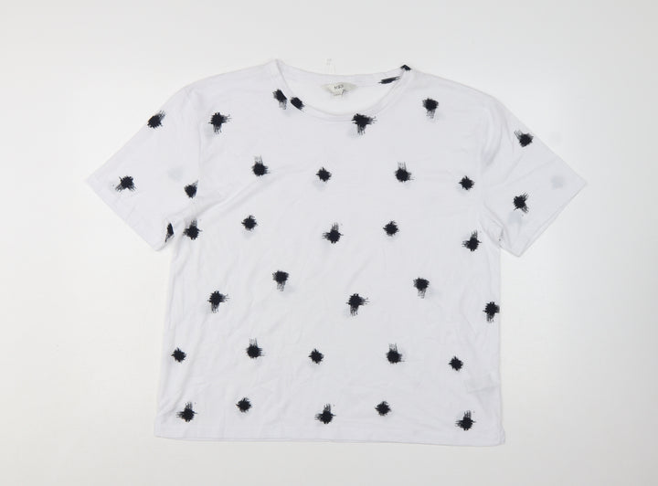 Marks and Spencer Womens White Spot Print Basic T-Shirt Size 14