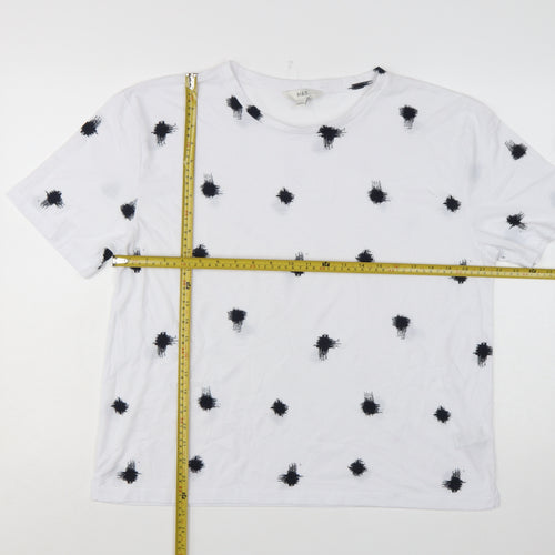 Marks and Spencer Womens White Spot Print Basic T-Shirt Size 14