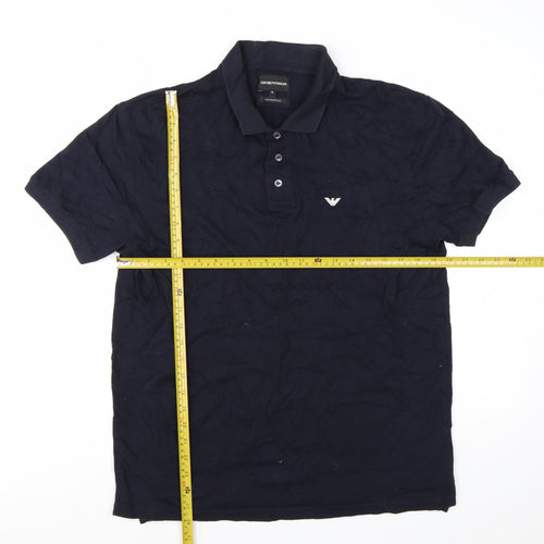Emporio Armani Men's Blue XL Essential Logo Cotton Polo Shirt