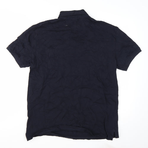 Emporio Armani Men's Blue XL Essential Logo Cotton Polo Shirt