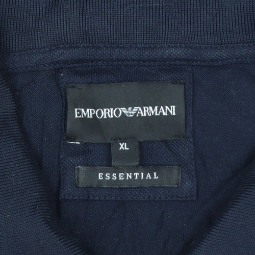 Emporio Armani Men's Blue XL Essential Logo Cotton Polo Shirt