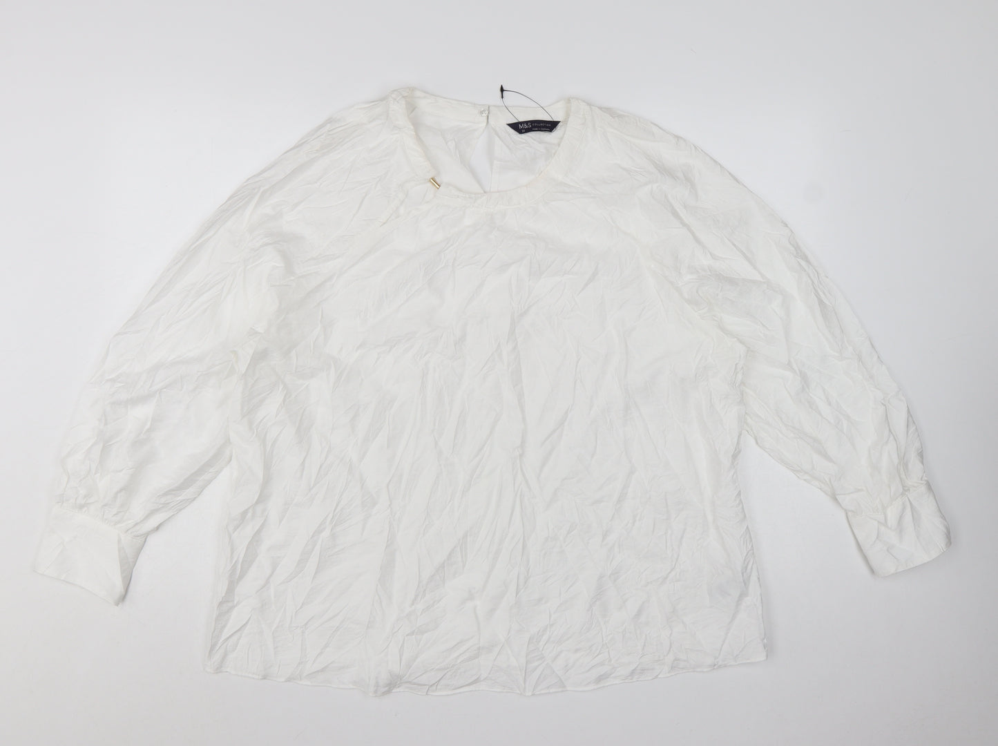 Marks and Spencer Women’s Ivory Long Sleeve Basic Blouse Size 20