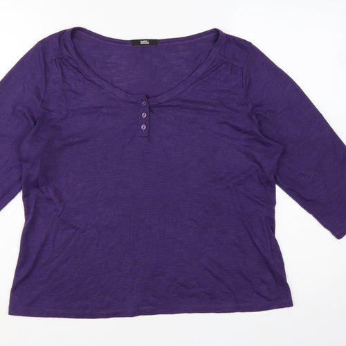 Marks & Spencer Women's Purple 3/4 Sleeve Basic Jersey T-Shirt Size 18