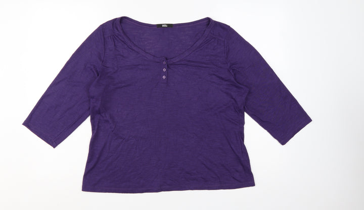 Marks & Spencer Women's Purple 3/4 Sleeve Basic Jersey T-Shirt Size 18