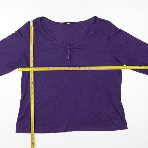 Marks & Spencer Women's Purple 3/4 Sleeve Basic Jersey T-Shirt Size 18