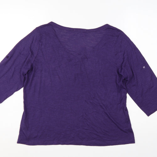 Marks & Spencer Women's Purple 3/4 Sleeve Basic Jersey T-Shirt Size 18