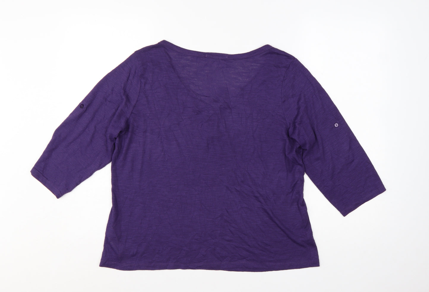 Marks & Spencer Women's Purple 3/4 Sleeve Basic Jersey T-Shirt Size 18