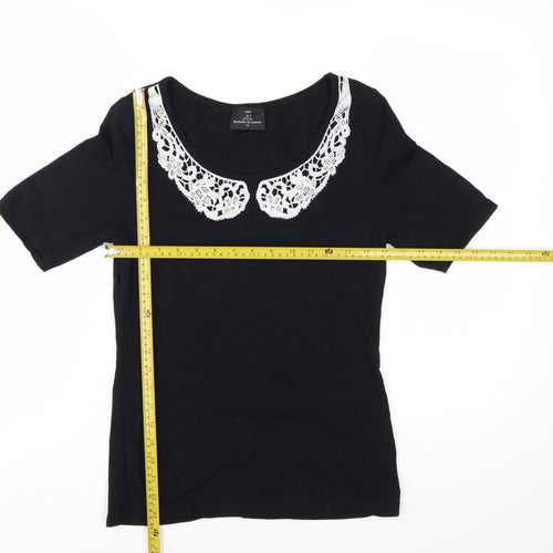 Next Women’s Black Crochet Collar T-Shirt Size 12