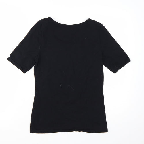 Next Women’s Black Crochet Collar T-Shirt Size 12