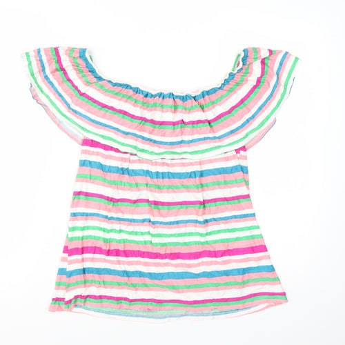 M&Co Women’s Multicoloured Stripe Off Shoulder Tunic Blouse Size 12