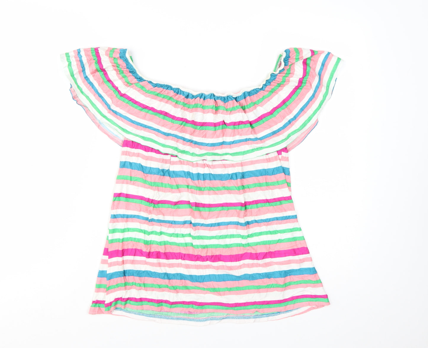M&Co Women’s Multicoloured Stripe Off Shoulder Tunic Blouse Size 12